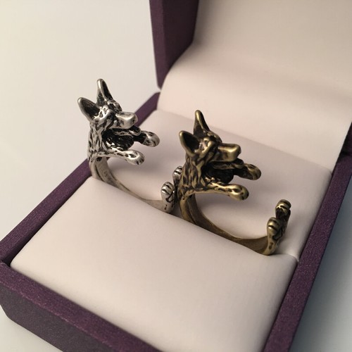 German shepherd ring silver - german,