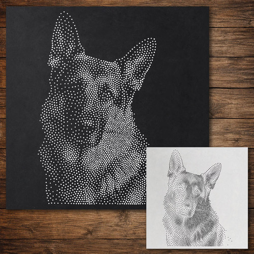 German shepherd dog stipple - german,