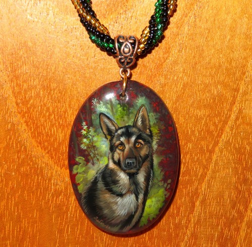 German shepherd pendant puppy - pendant,